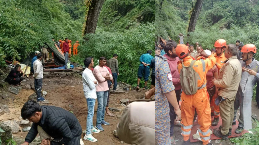 Major accident on Sonprayag-Gaurikund road, shuttle vehicle fell into the river, 13 rescued, search for 1 continues, three passengers injured