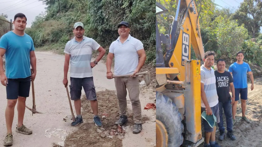 Army Major Digvijay Rawat Initiates Road Repair and Cleanliness Campaign in His Village