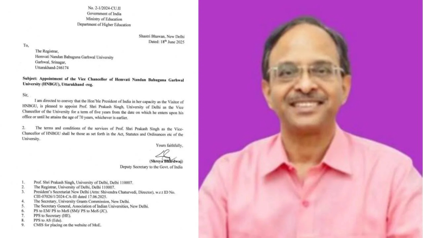 DU's Prof. Prakash Singh Takes Over as VC of HNB Garhwal University for 5-Year Term