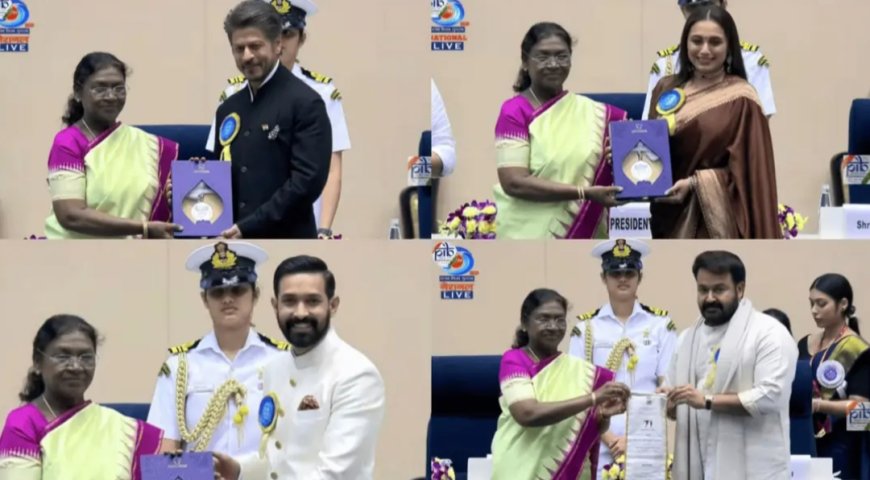 71st National Film Awards: Shah Rukh Khan, Rani Mukerji, Vikrant Massey Shine as Mohanlal Wins Dadasaheb Phalke Award